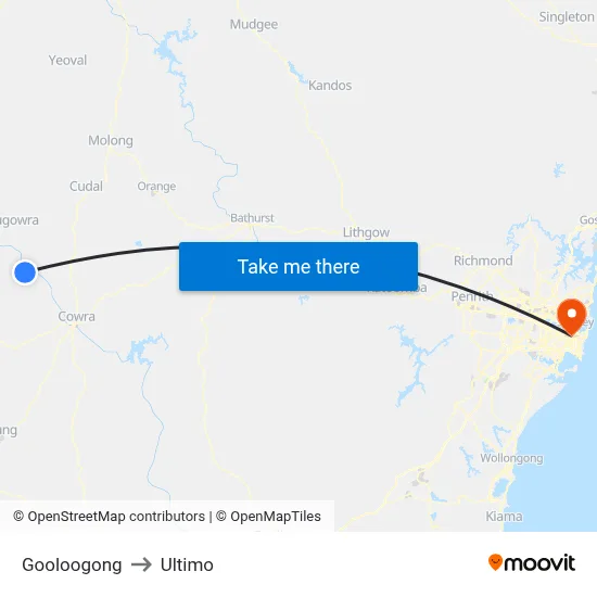 Gooloogong to Ultimo map