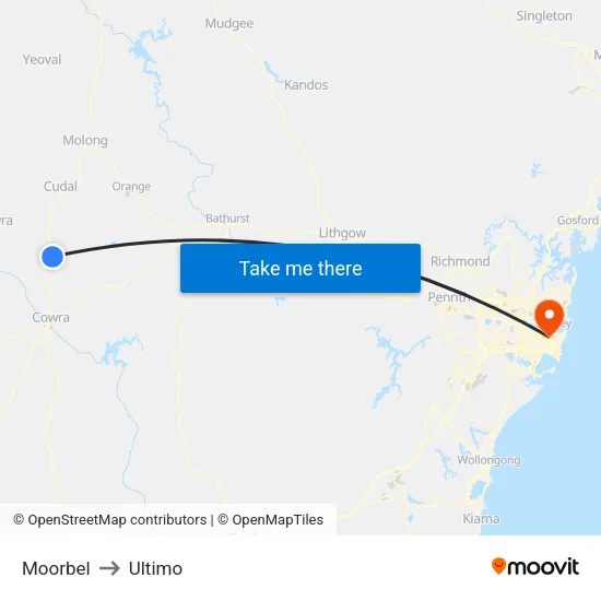 Moorbel to Ultimo map