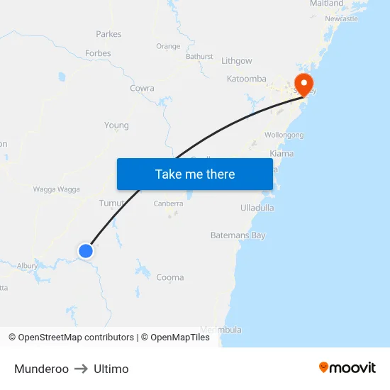 Munderoo to Ultimo map