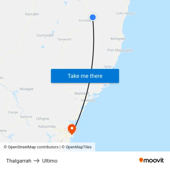 Thalgarrah to Ultimo map