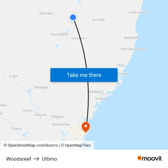 Woodsreef to Ultimo map