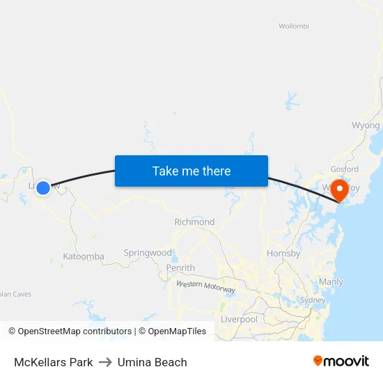 McKellars Park to Umina Beach map