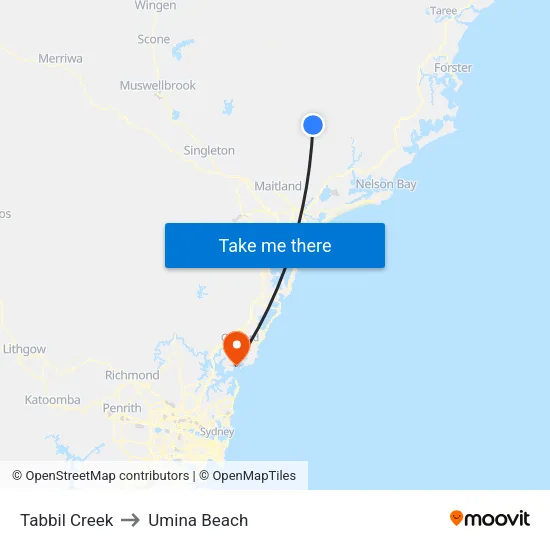 Tabbil Creek to Umina Beach map