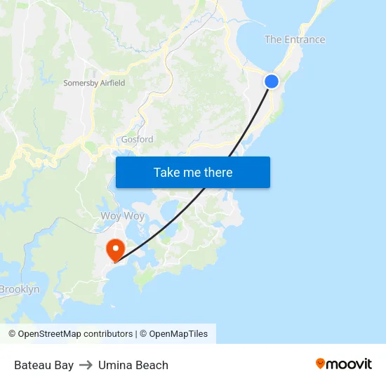 Bateau Bay to Umina Beach map