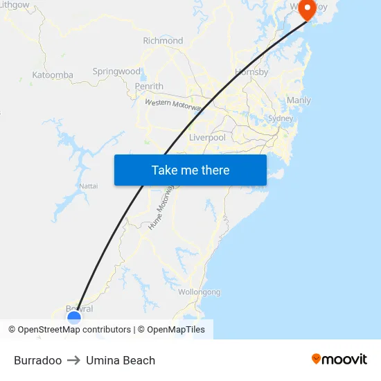 Burradoo to Umina Beach map