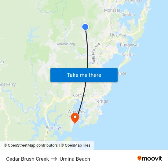 Cedar Brush Creek to Umina Beach map