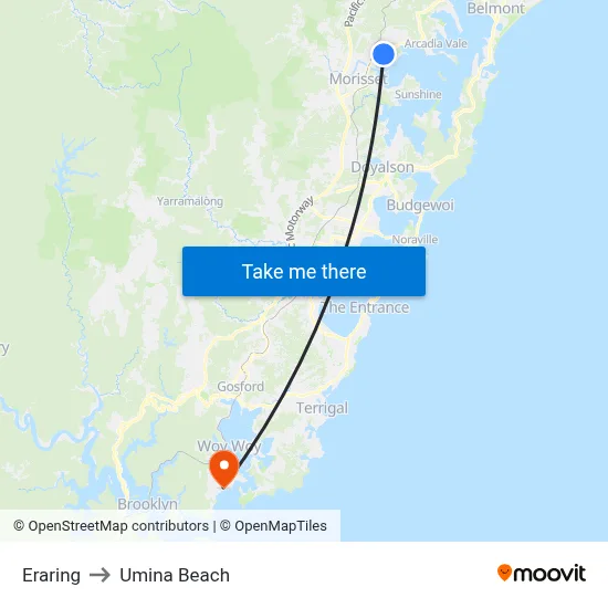 Eraring to Umina Beach map