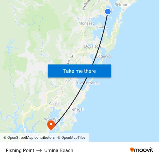 Fishing Point to Umina Beach map