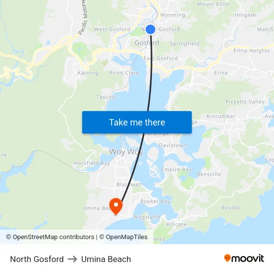 North Gosford to Umina Beach map