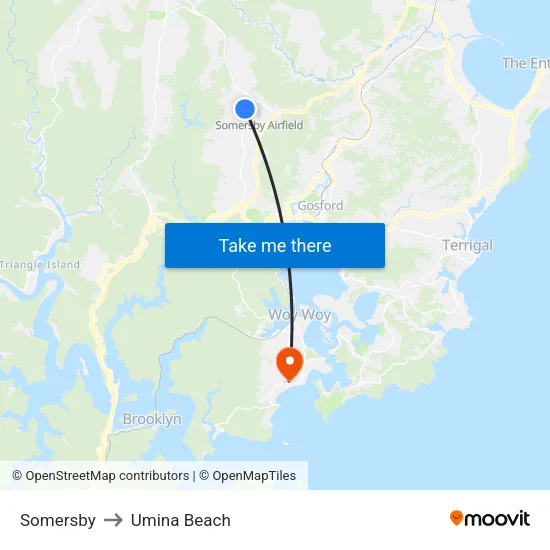 Somersby to Umina Beach map