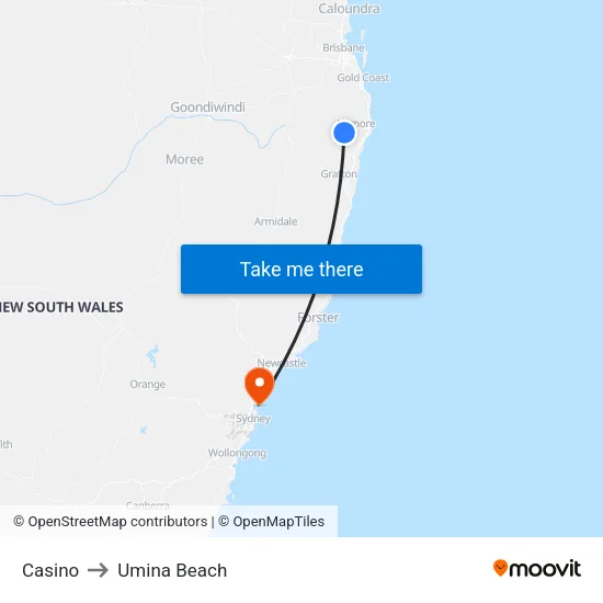 Casino to Umina Beach map