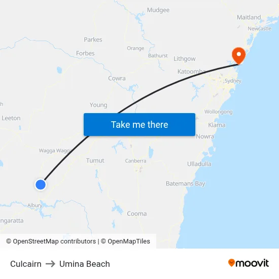 Culcairn to Umina Beach map