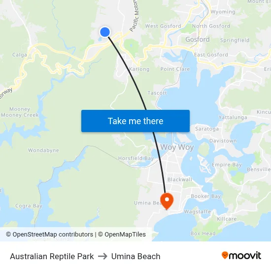 Australian Reptile Park to Umina Beach map