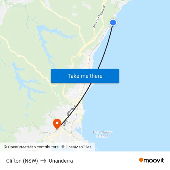 Clifton (NSW) to Unanderra map