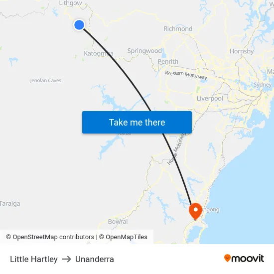 Little Hartley to Unanderra map