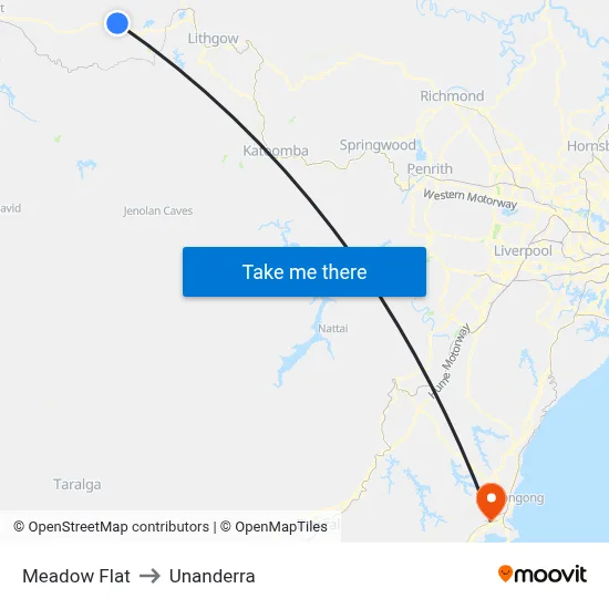 Meadow Flat to Unanderra map