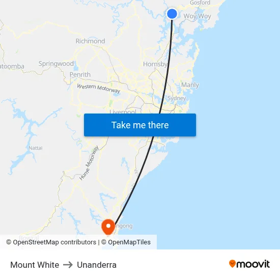 Mount White to Unanderra map