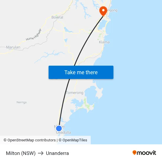 Milton (NSW) to Unanderra map