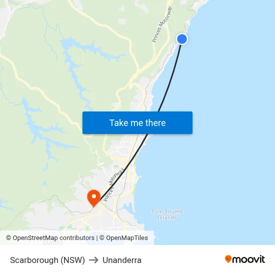 Scarborough (NSW) to Unanderra map