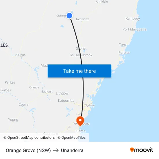 Orange Grove (NSW) to Unanderra map