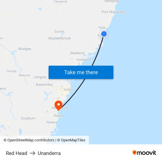 Red Head to Unanderra map