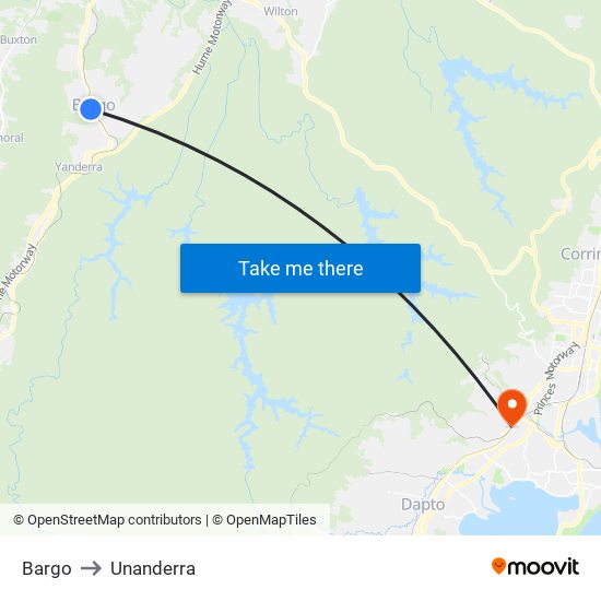 Bargo to Unanderra map