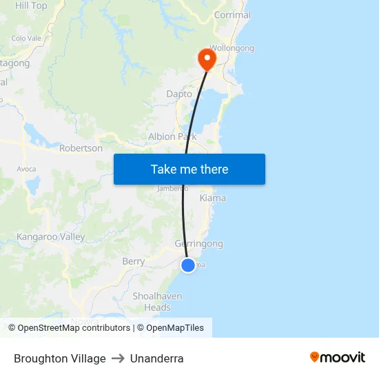 Broughton Village to Unanderra map