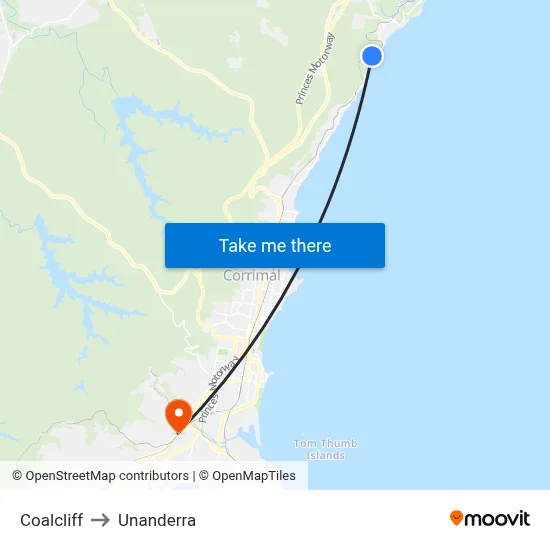 Coalcliff to Unanderra map
