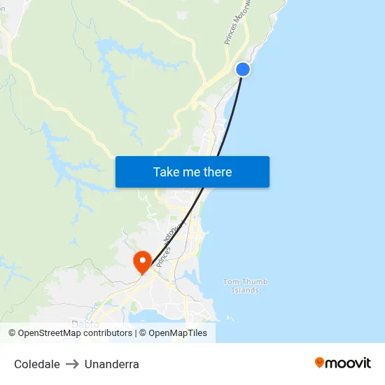 Coledale to Unanderra map