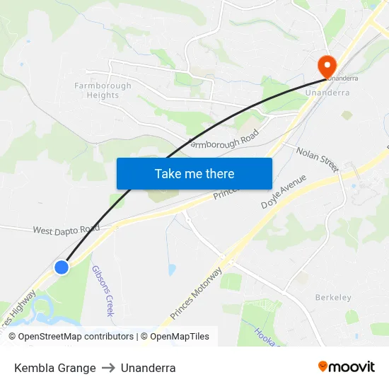 Kembla Grange to Unanderra map