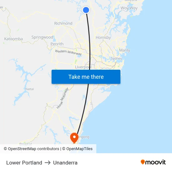 Lower Portland to Unanderra map