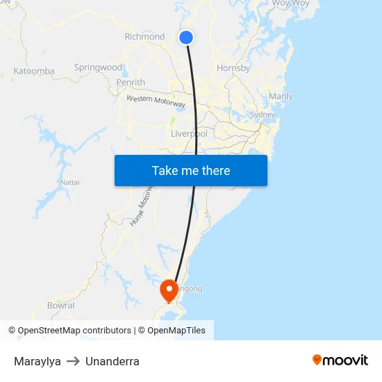 Maraylya to Unanderra map
