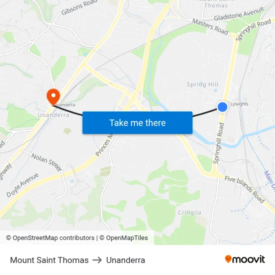 Mount Saint Thomas to Unanderra map