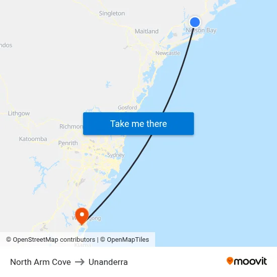 North Arm Cove to Unanderra map