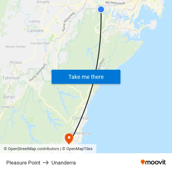Pleasure Point to Unanderra map