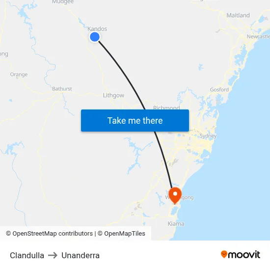 Clandulla to Unanderra map