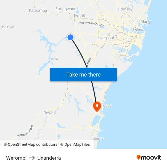 Werombi to Unanderra map