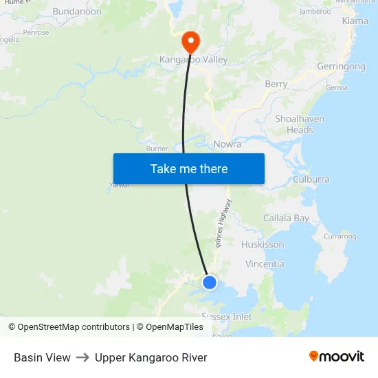 Basin View to Upper Kangaroo River map