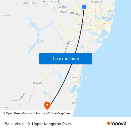 Bella Vista to Upper Kangaroo River map
