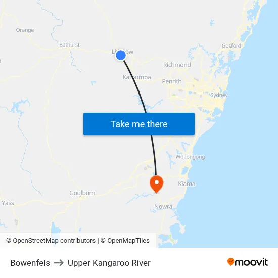 Bowenfels to Upper Kangaroo River map