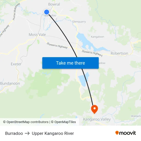 Burradoo to Upper Kangaroo River map