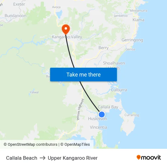 Callala Beach to Upper Kangaroo River map