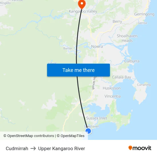 Cudmirrah to Upper Kangaroo River map