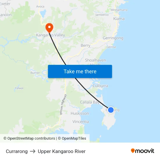 Currarong to Upper Kangaroo River map