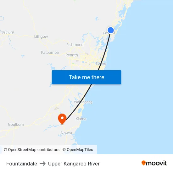 Fountaindale to Upper Kangaroo River map