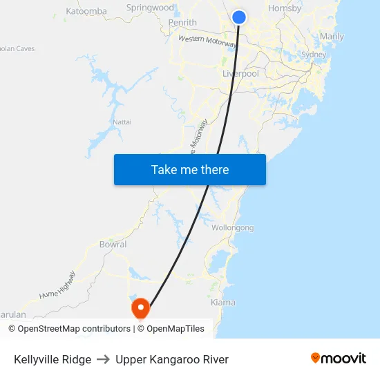 Kellyville Ridge to Upper Kangaroo River map