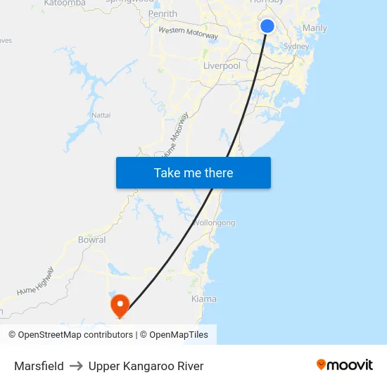 Marsfield to Upper Kangaroo River map