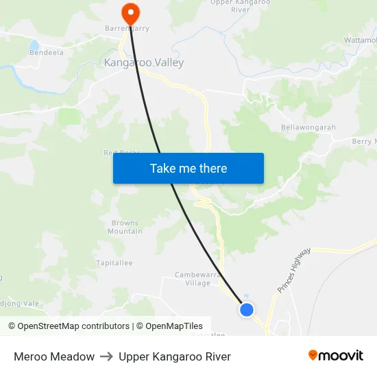 Meroo Meadow to Upper Kangaroo River map