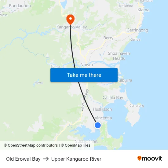 Old Erowal Bay to Upper Kangaroo River map