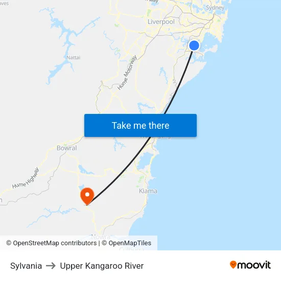 Sylvania to Upper Kangaroo River map